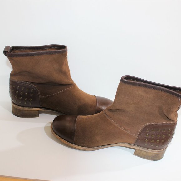 DIBA.TRUE Cute Brown Leather Suede Studded Cap Toe - Picture 2 of 7